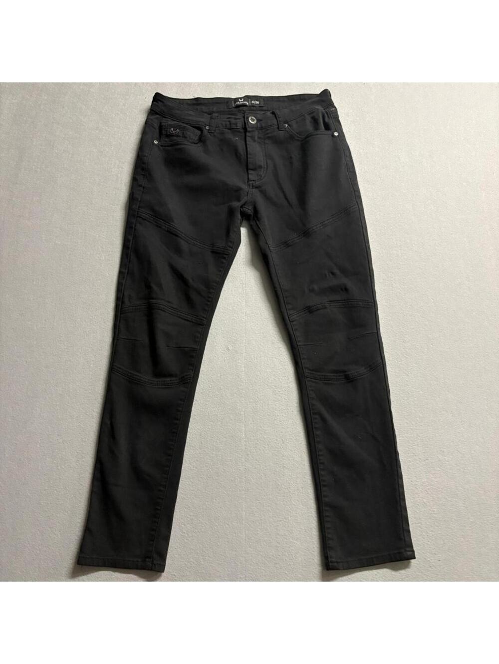 Nick Danger Mens Moto Jeans 32x30 Black Stretch Slim Fit Biker Denim